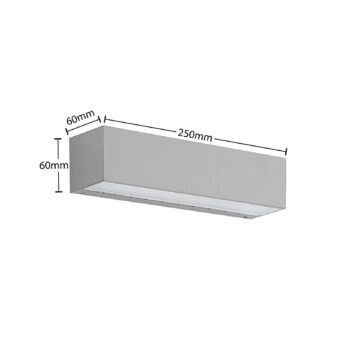 Nástenné svietidlo Lucande LED Lengo, 25 cm, strieborné, 1 svetlo, IP65