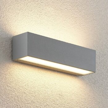 Nástenné svietidlo Lucande LED Lengo, 25 cm, strieborné, 2 svetlá, IP65