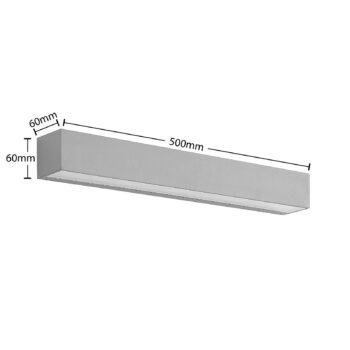Nástenné svietidlo Lucande LED Lengo, 50 cm, strieborné, 1 svetlo, IP65