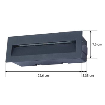 Nástenné svietidlo Lucande LED Loya, 23 x 8 cm, sivé, IP54