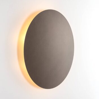 Nástenné svietidlo Luna, hnedé, nepriame svetlo, Ø 30 cm, oceľ