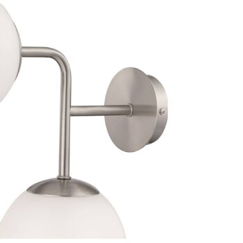 Nástenné svietidlo Maytoni Erich, farba niklu, sklo/kov, 2 svetlá.