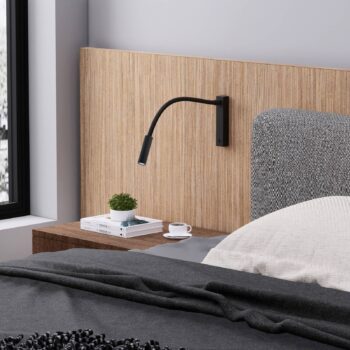 Nástenné svietidlo Molto Luce Arok LED, čierne, hliník, projekcia 49 cm