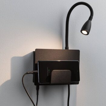 Nástenné svietidlo Paulmann Halina USB LED, flexibilné rameno čierne