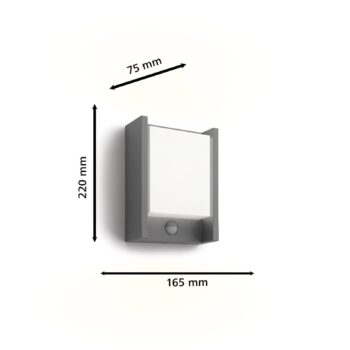 Nástenné svietidlo Philips LED Arbour UE, senzor, 2 700 K