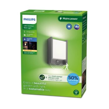 Nástenné svietidlo Philips LED Arbour UE, senzor, 2 700 K
