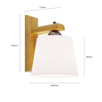 Nástenné svietidlo Švédsko, biela, textil, dubové drevo, šírka 20 cm