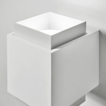 Nástenné svietidlo Syme, biele, hranaté, 11 cm, omietka, GX53