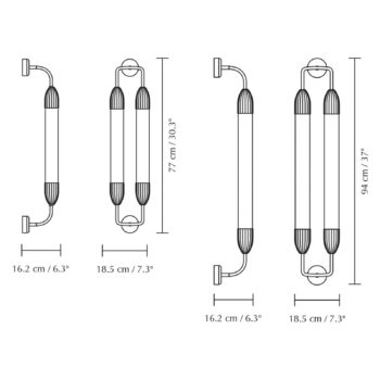 Nástenné svietidlo UMAGE Lemon Squeeze 2-light, dĺžka 77 cm, mosadz