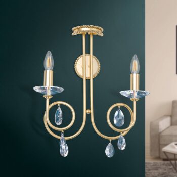 Nástenné svietidlo Violetta zlaté, 2-plameňové