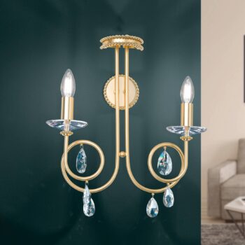 Nástenné svietidlo Violetta zlaté, 2-plameňové