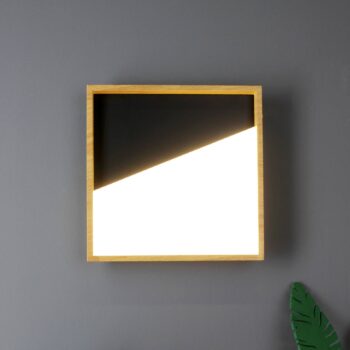 Nástenné svietidlo Vista LED, čierna farba/svetlé drevo, 30 x 30 cm