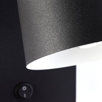 Nástenný reflektor Ayr, čierny matný, výška 20 cm, kov