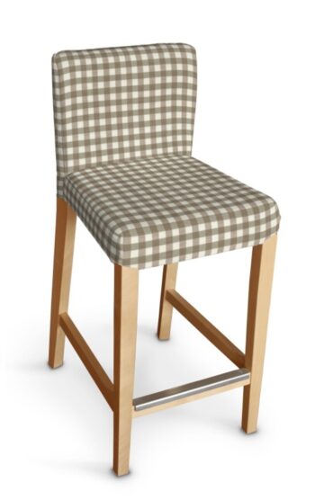 Návlek na barovú stoličku Henriksdal, krátky, béžovo-biele káro, návlek na barovú stoličku Hendriksdal, Quadro, 136-06