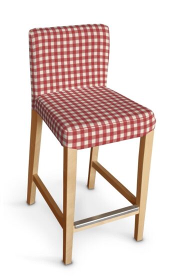 Návlek na barovú stoličku Henriksdal, krátky, červeno-biele káro, návlek na barovú stoličku Hendriksdal, Quadro, 136-16