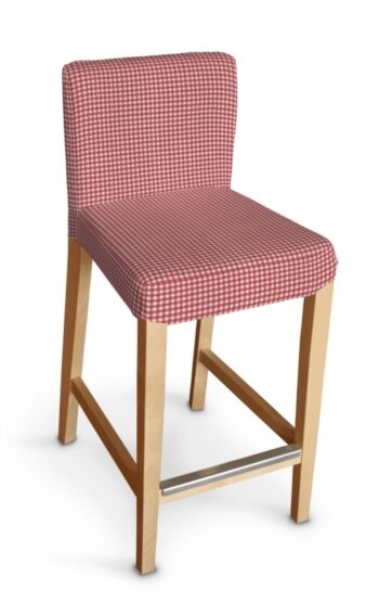 Návlek na barovú stoličku Henriksdal, krátky, červeno-biele malé káro, návlek na barovú stoličku Hendriksdal, Quadro, 136-15