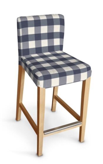 Návlek na barovú stoličku Henriksdal, krátky, modro - biele veľké káro, návlek na barovú stoličku Hendriksdal, Quadro, 136-03