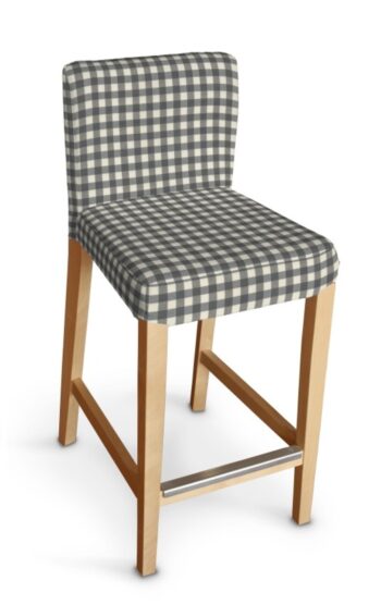 Návlek na barovú stoličku Henriksdal, krátky, sivo-biele káro, návlek na barovú stoličku Hendriksdal, Quadro, 136-11