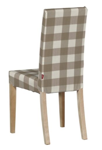 Návlek na stoličku Harry (krátky), béžovo-biele veľké káro, návlek na stoličku Harry krátky, Quadro, 136-08