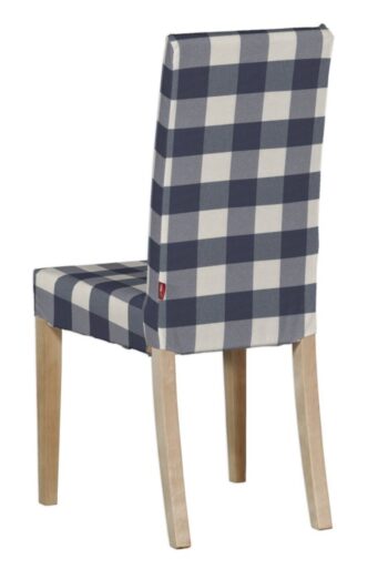 Návlek na stoličku Harry (krátky), modro - biele veľké káro, návlek na stoličku Harry krátky, Quadro, 136-03