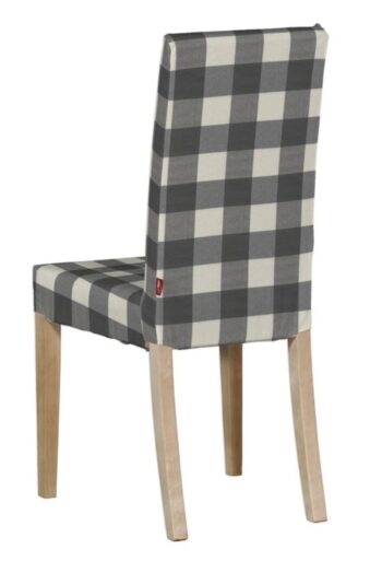 Návlek na stoličku Harry (krátky), sivo-biele veľké káro, návlek na stoličku Harry krátky, Quadro, 136-13
