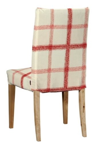 Návlek na stoličku Henriksdal (krátky), bordové káro na svetlobéžovom podklade, návlek na stoličku Henriksdal - krátky, Avinon, 131-15