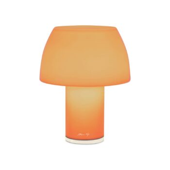 Nemo LED dobíjacia stolná lampa Lorosae, oranžová, sklo, IP54, USB
