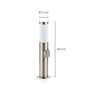 Nerezová podstavcová lampa Chorus so zásuvkou, 50 cm