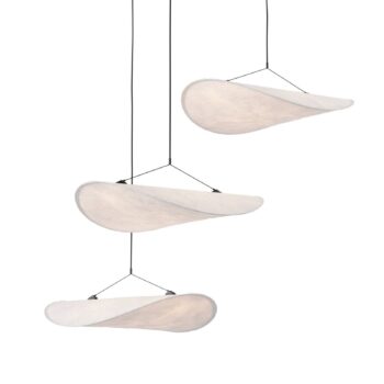 New Works LED závesné svietidlo Tense, biele, Ø 152 cm, 3 svetlá