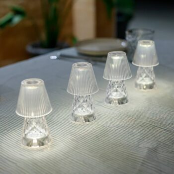 Newgarden LED stolová lampa Lola 12 lux, batéria, transparentná