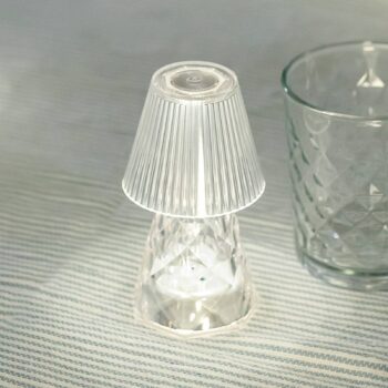 Newgarden LED stolová lampa Lola 12 lux, batéria, transparentná