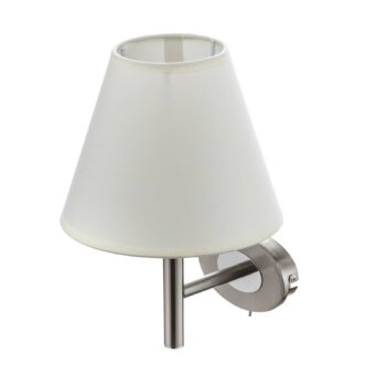 Niklové nástenné svietidlo Lilly, látkové tienidlo