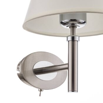 Niklové nástenné svietidlo Lilly, látkové tienidlo