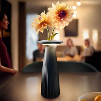 Nuflair LED dobíjacia stolová lampa, čierna, IP54, stmievateľná, 24 cm