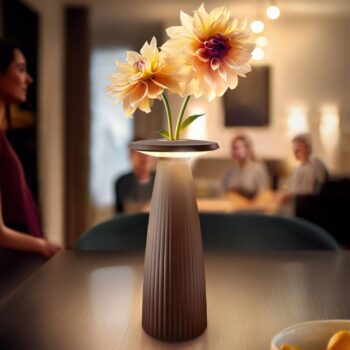 Nuflair LED dobíjacia stolová lampa, hrdzavohnedá, IP54, stmievateľná, 24 cm
