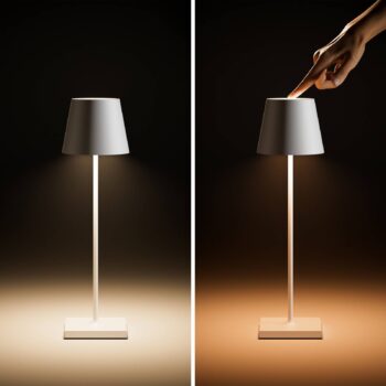 Nuindie LED dobíjacia stolná lampa, USB-C, biela, IP54, stmievateľná