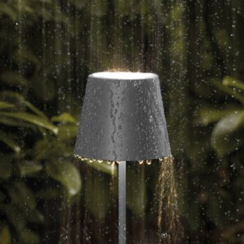 Nuindie LED dobíjacia stolová lampa, USB-C, grafitová, IP54, stmievateľná