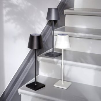 Nuindie LED dobíjacia stolová lampa, USB-C, grafitová, IP54, stmievateľná