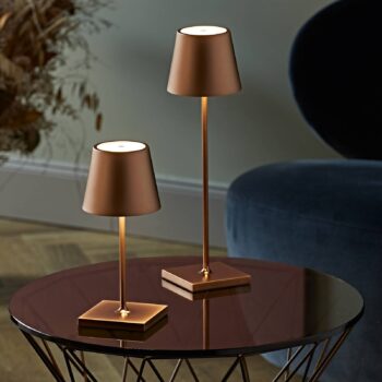 Nuindie LED nabíjateľná stolová lampa, bronzová, Easy Connect, IP54