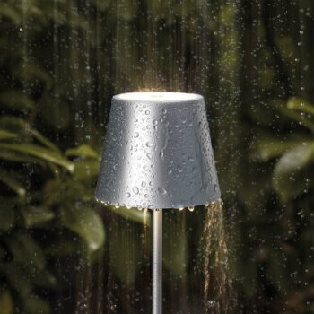 Nuindie mini LED dobíjacia stolná lampa, Easy Connect, strieborná, stmiev.