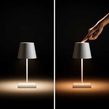 Nuindie mini LED dobíjacia stolná lampa, USB-C, biela, IP54, stmievateľná