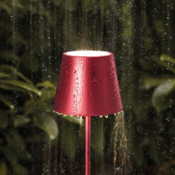 Nuindie mini LED dobíjacia stolná lampa, USB-C, červená, IP54, stmievateľná