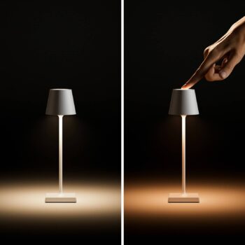 Nuindie vrecková LED dobíjacia stolná lampa, čierna, IP54, stmievateľná