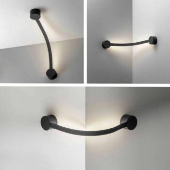 OLEV LED nástenné svetlo Segmento, čierne, kov, 85 cm, 2700 K