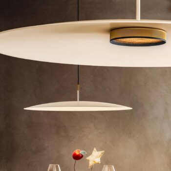 OLEV LED závesné svietidlo OVERFLY PLUS, biela/zlatá, Ø 55 cm 2 700 K