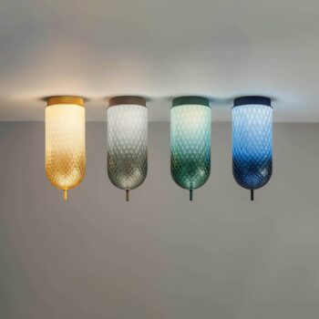OLEV stropné LED svetlo Curuba, hnedé, sklo, výška 40 cm 2 700 K