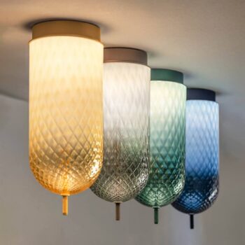 OLEV stropné LED svetlo Curuba, sivá, sklo, výška 40 cm, 2700 K