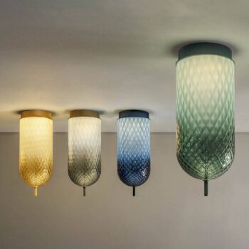 OLEV stropné LED svetlo Curuba, sivá, sklo, výška 40 cm, 2700 K