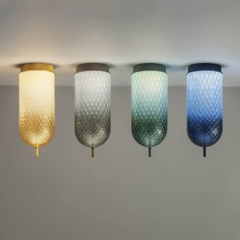 OLEV stropné LED svetlo Curuba, zelené, sklo, výška 40 cm, 2700 K
