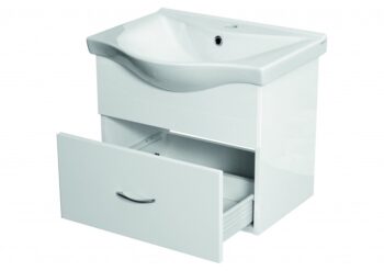 OLSEN SPA - Skrinka s keramickým umývadlom vekami 55/65/80 - Nábytok Viky - 64 × 46 × 16,5 cm OLNVIKI365 + OLKE70652